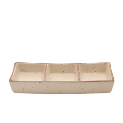 Stoneware Serving Tray with 3 Sections