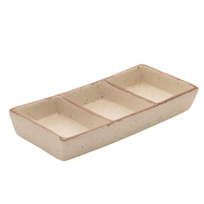 Stoneware Serving Tray with 3 Sections