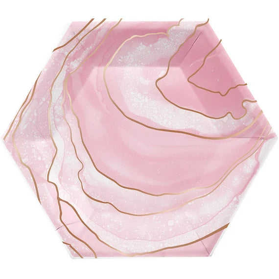 Rosé Geode Foil Stamped Paper Plates