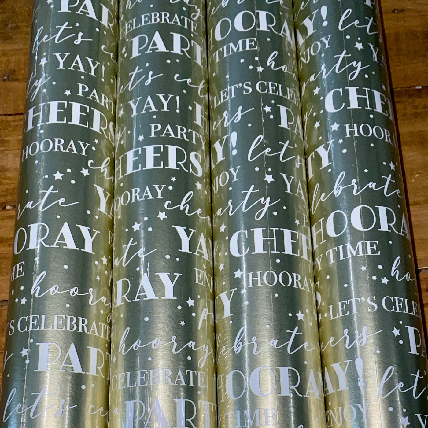 Gold Cheers Hooray Wrapping Paper