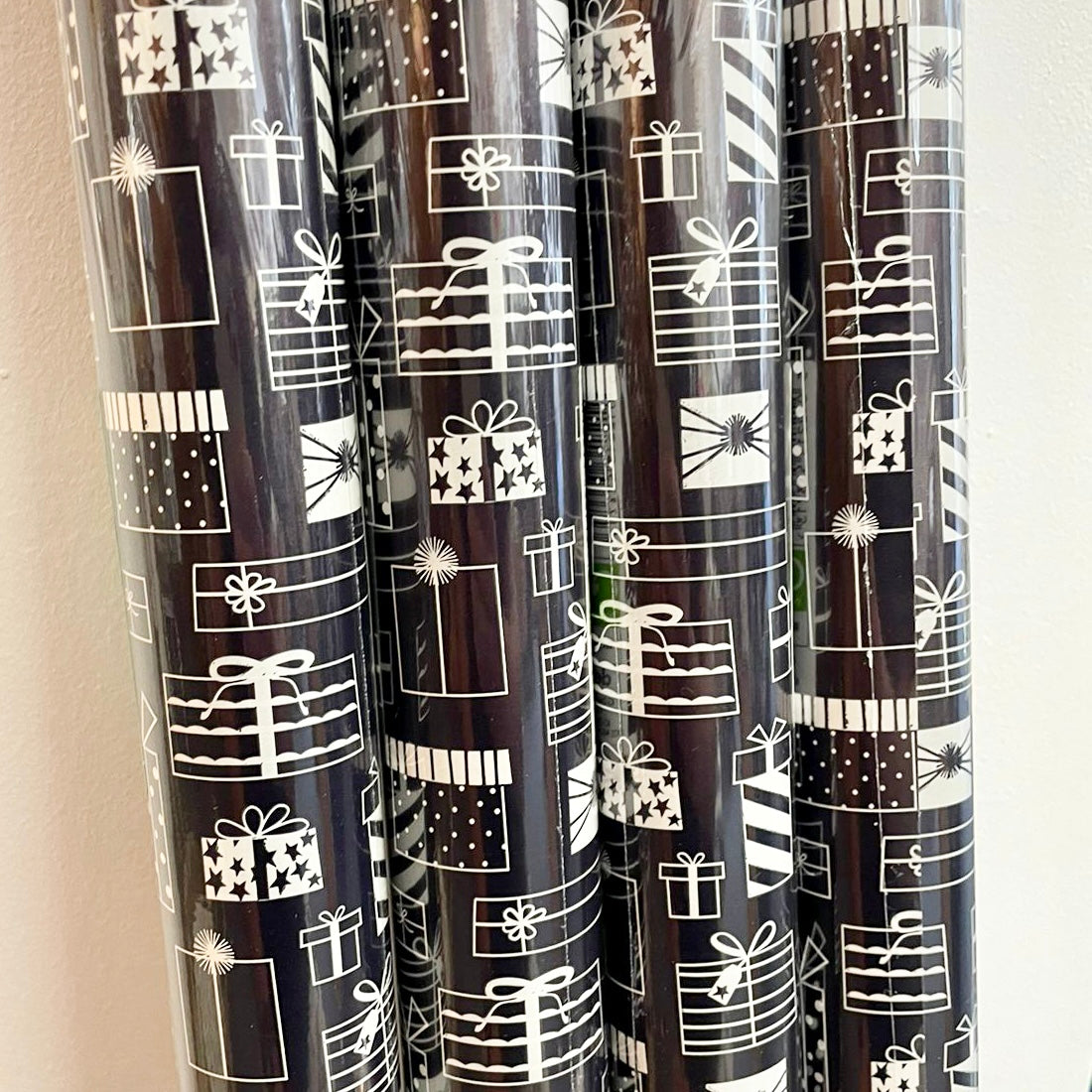Presents Black Wrapping Paper