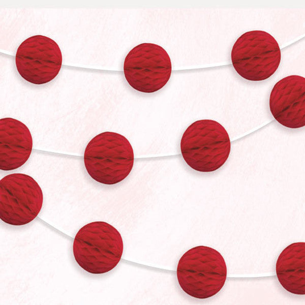 Red Honeycomb Ball Garland - 7ft