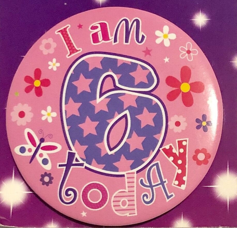 Age 6 Pink Birthday Badge