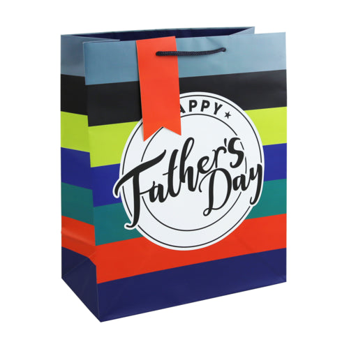 Father's Day Stamp with Stripes Large Gift Bag