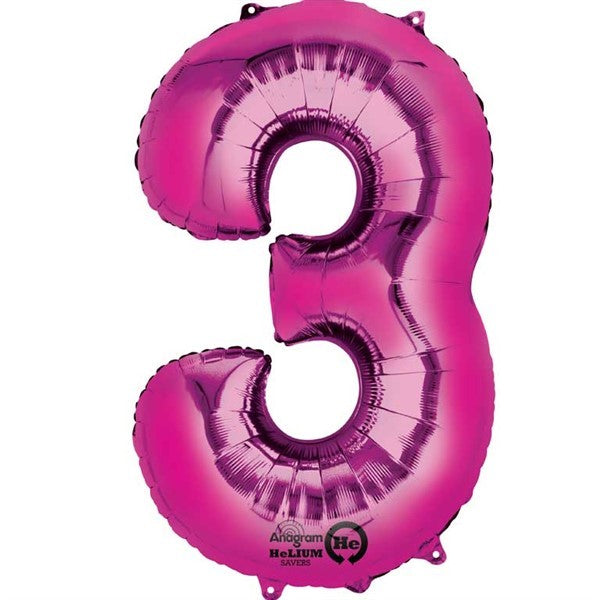 Number Balloon - 3 - Pink