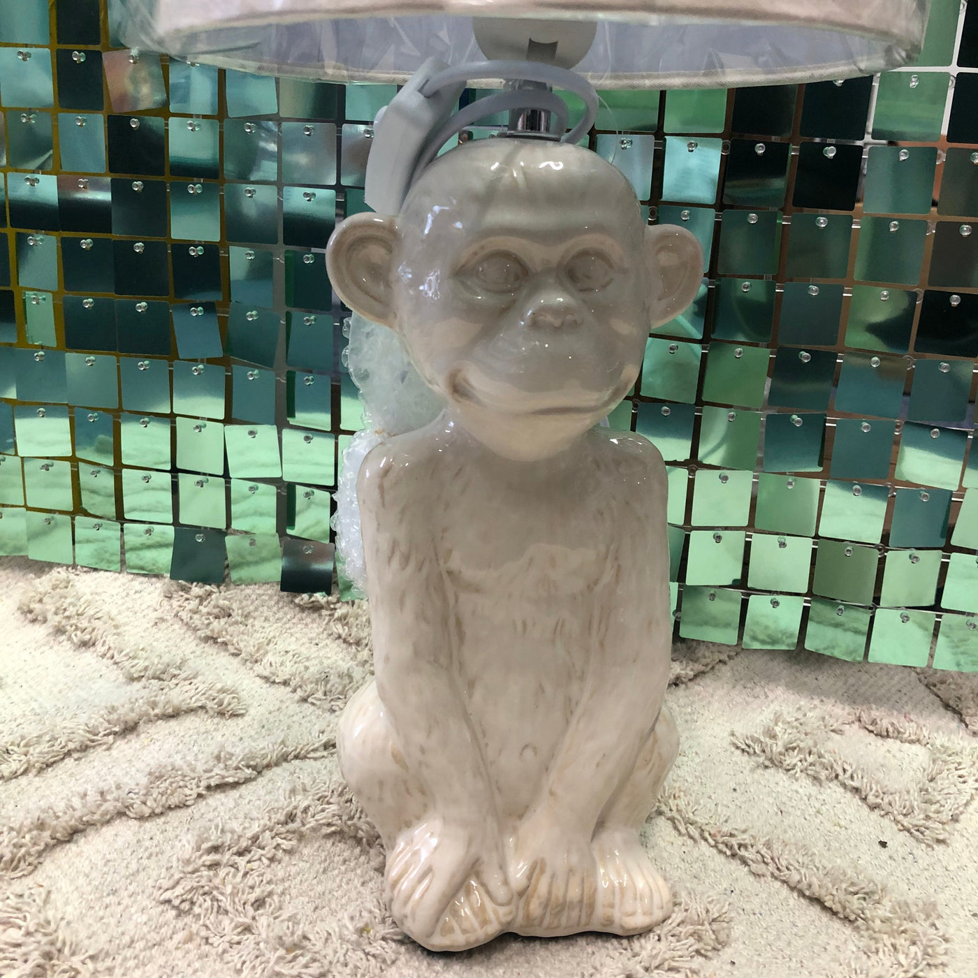 White Monkey Table Lamp