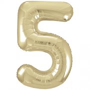 Number Balloon - 5 - White Gold