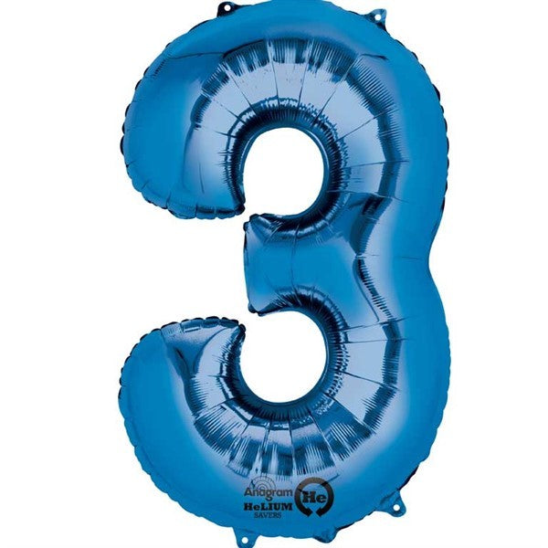 Number Balloon - 3 - Blue