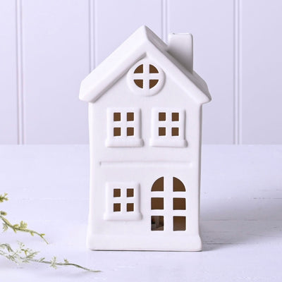 White Ceramic LED House Ornament