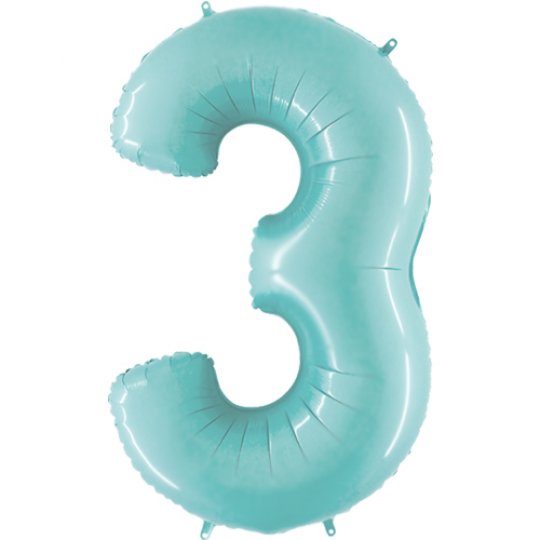 Number Balloon - 3 - Pastel Blue