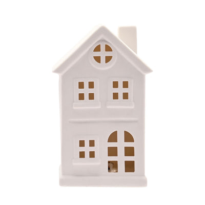 White Ceramic LED House Ornament