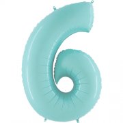 Number Balloon - 6 - Pastel Blue