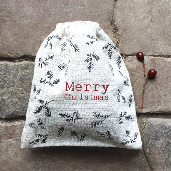 Merry Christmas Drawstring Bag ~ East of India