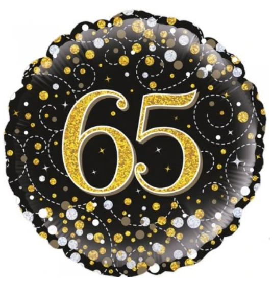 65 Black Sparkling Fizz Birthday Balloon