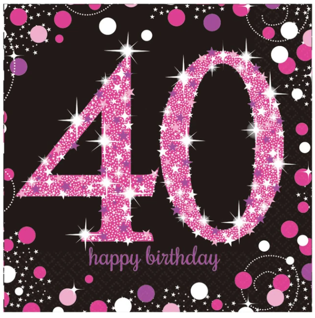 40th Happy Birthday Pink Napkins