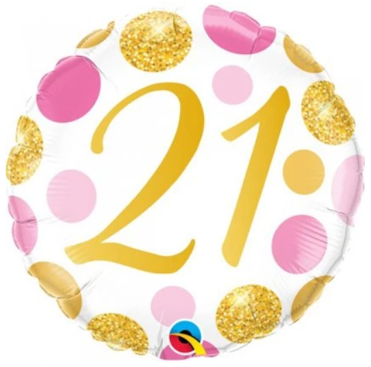 21 Pink And Gold Dots Balloon