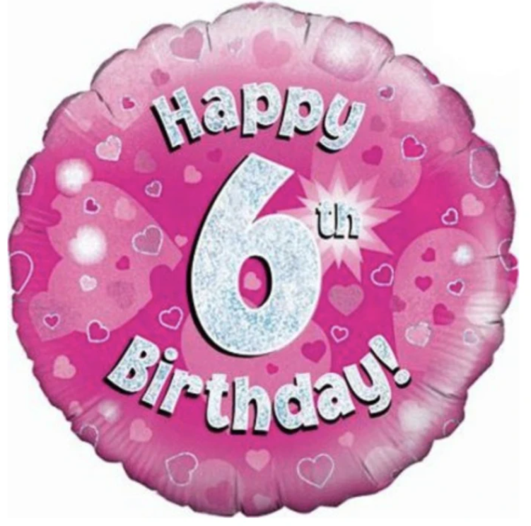6 Happy Birthday Pink Balloon
