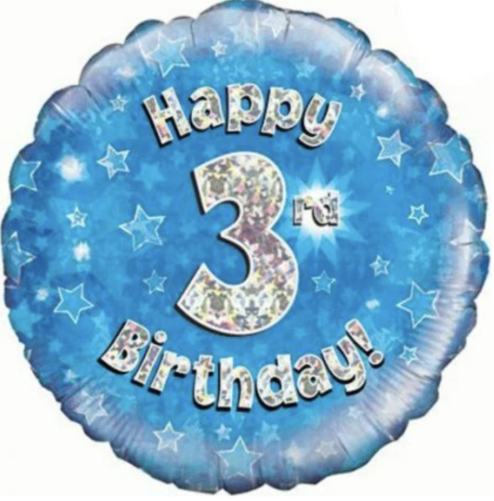 3 Happy Birthday Blue Balloon