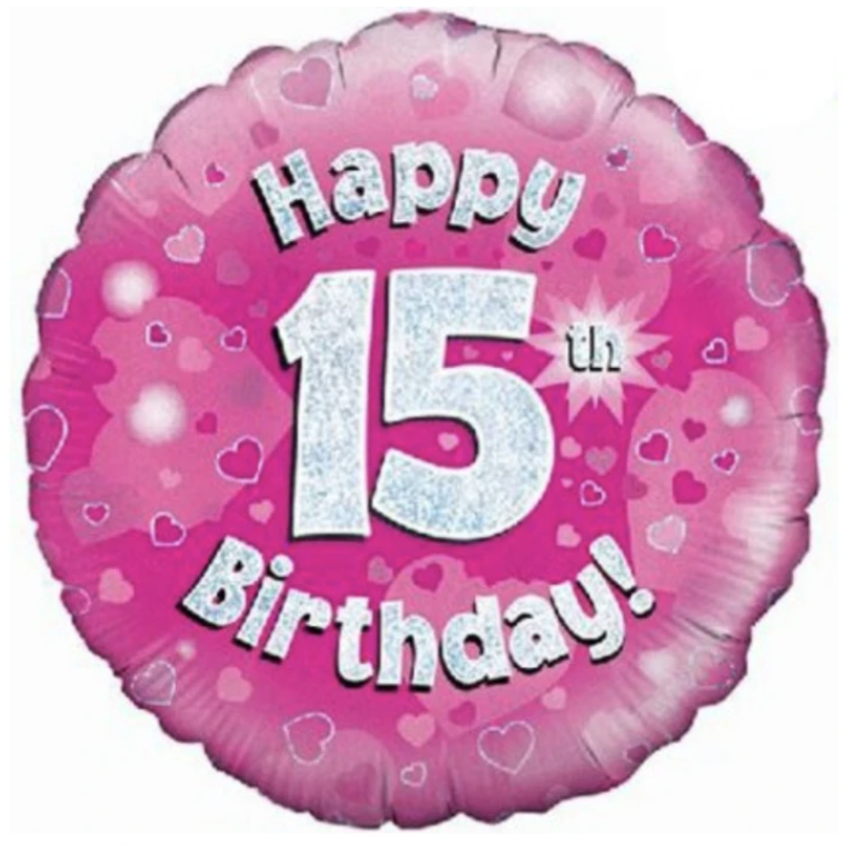 15 Happy Birthday Pink Balloon
