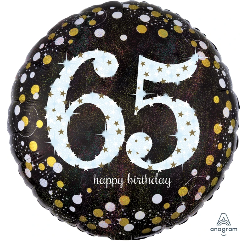 65 Black And Gold Birthday Balloon