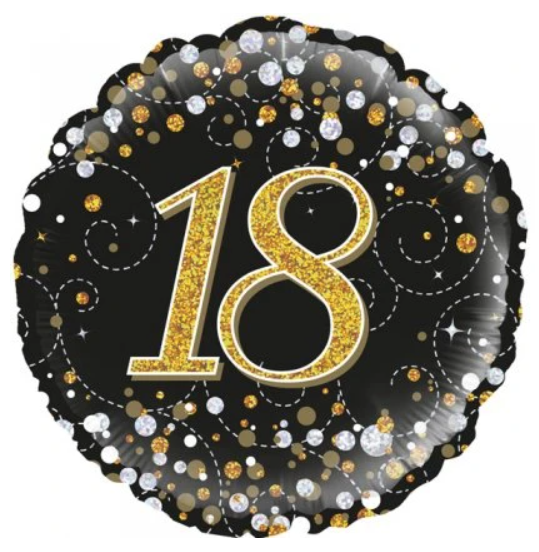 18 Black Sparkling Fizz Birthday Balloon