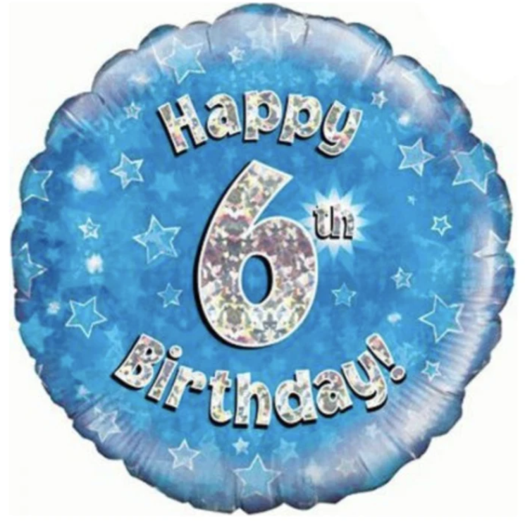 6 Happy Birthday Blue Balloon