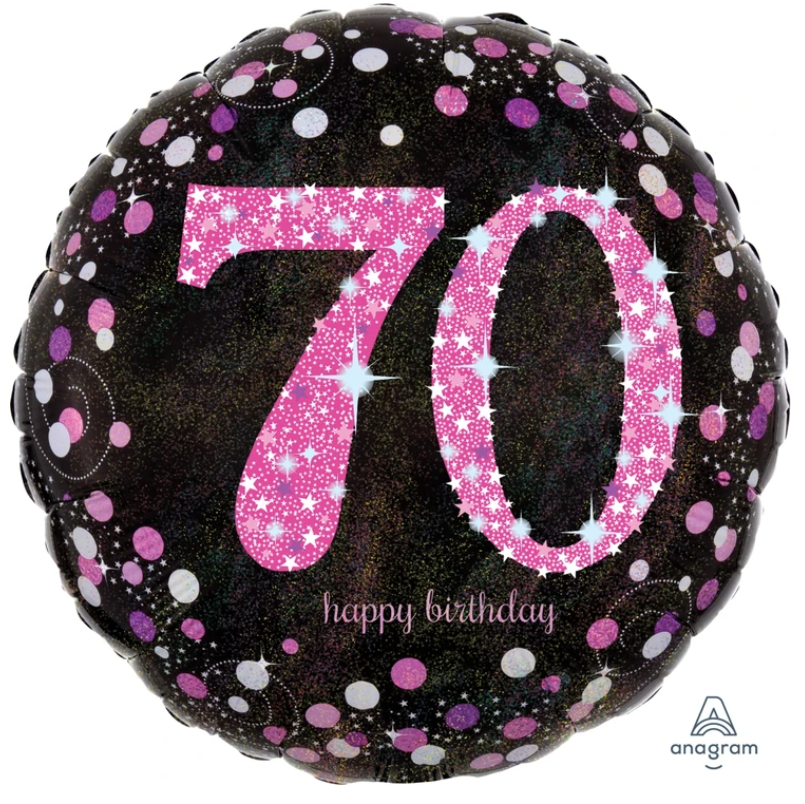 70 Black And Pink  Birthday Balloon