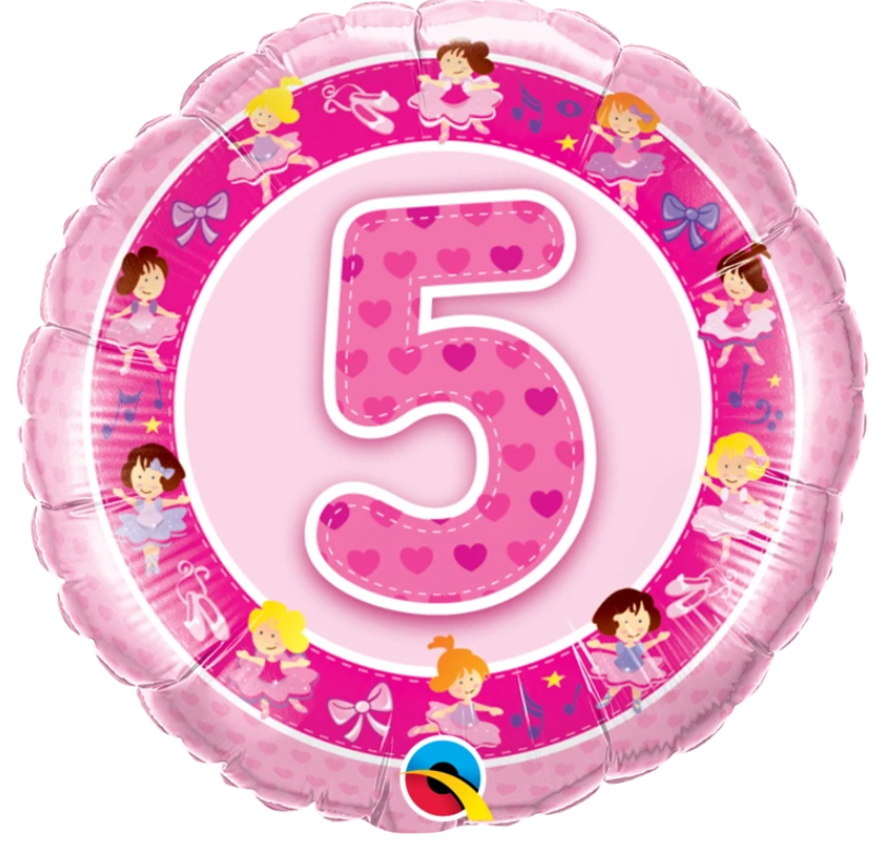5 Birthday Pink Ballerinas Balloon