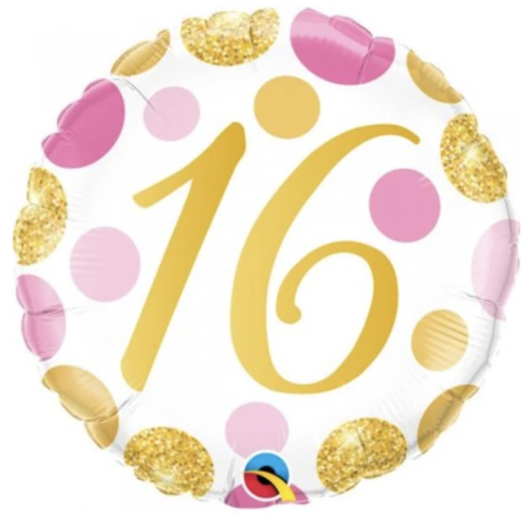 16 Pink And Gold Dots Balloon