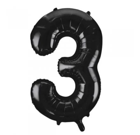 Number Balloon - 3 - Black
