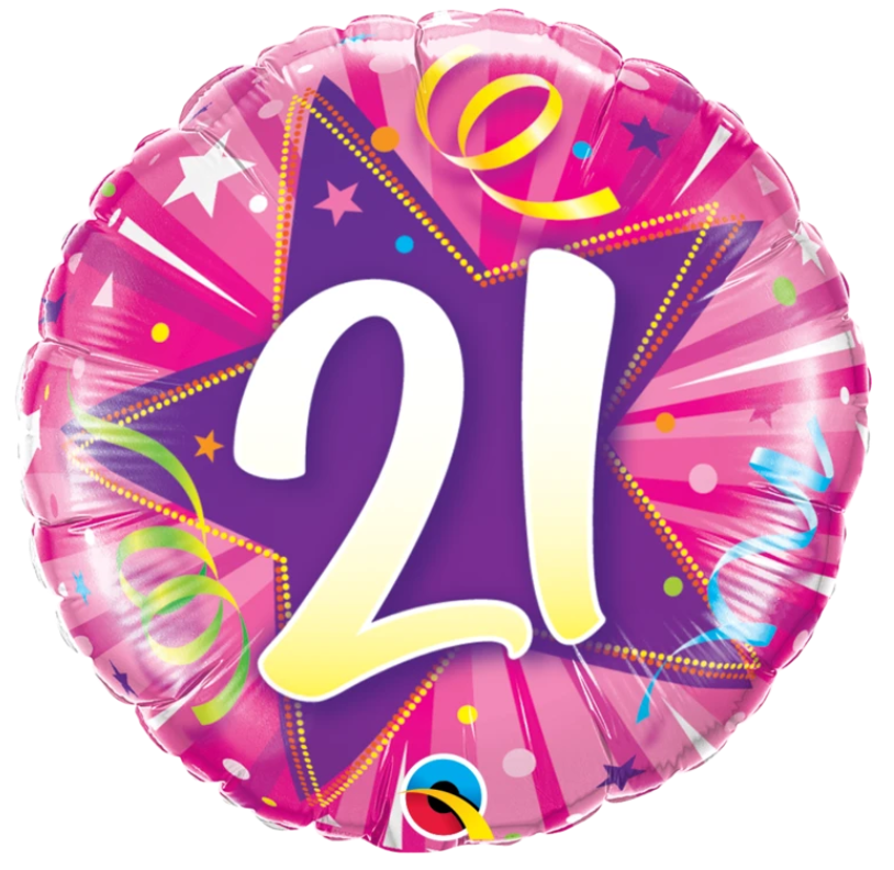 21 Shining Star Hot Pink Birthday Balloon