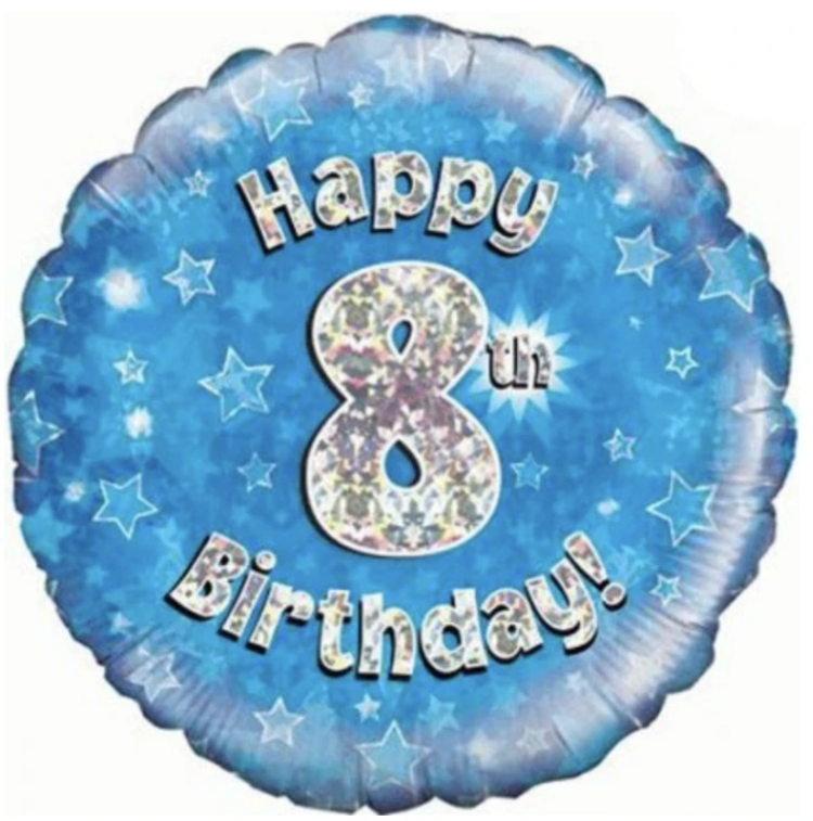 8 Happy Birthday Blue Balloon