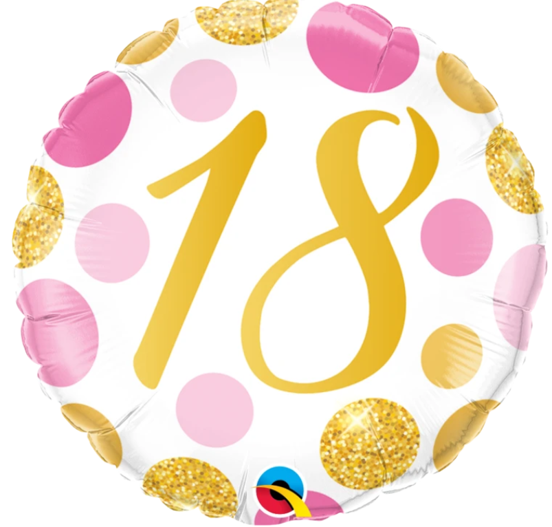 18 Pink And Gold Dots Balloon