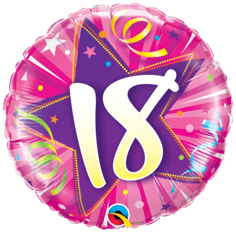 18 Birthday Shining Star Hot Pink Balloon