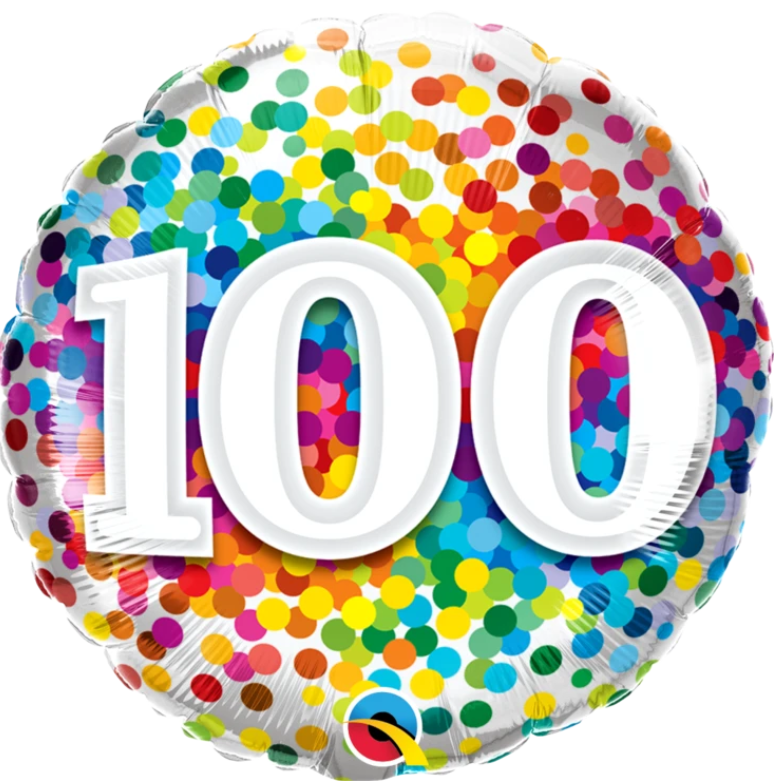 100 Birthday Rainbow Confetti Balloon