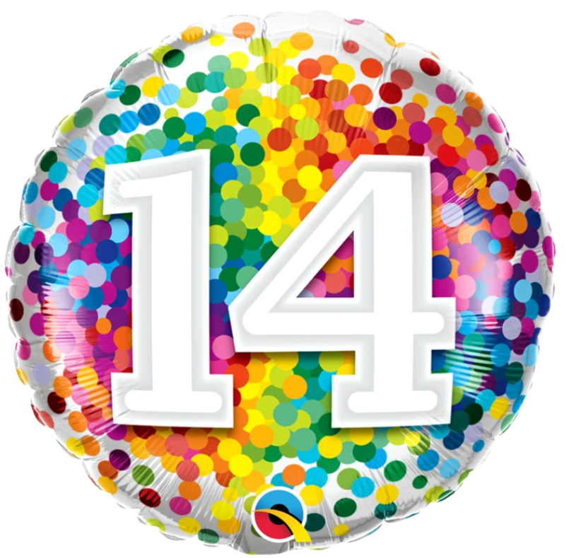 14 Birthday Rainbow Confetti Balloon