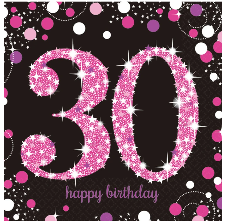 30th Happy Birthday Pink Napkins
