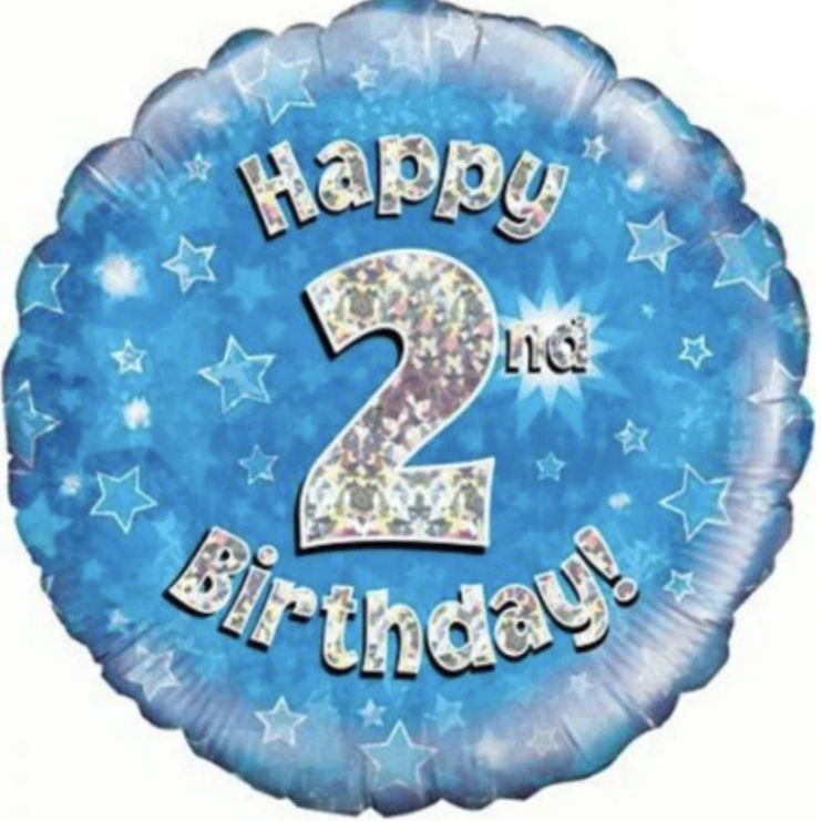 2 Happy Birthday Blue Balloon