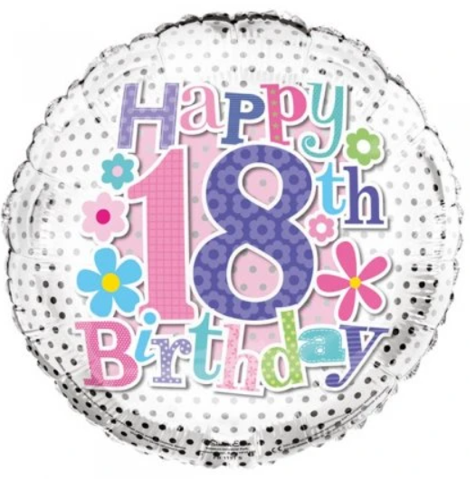 18 Birthday Flowers Balloon