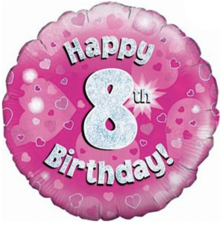 8 Happy Birthday Pink Balloon