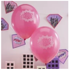 Superhero Pink Latex Balloons