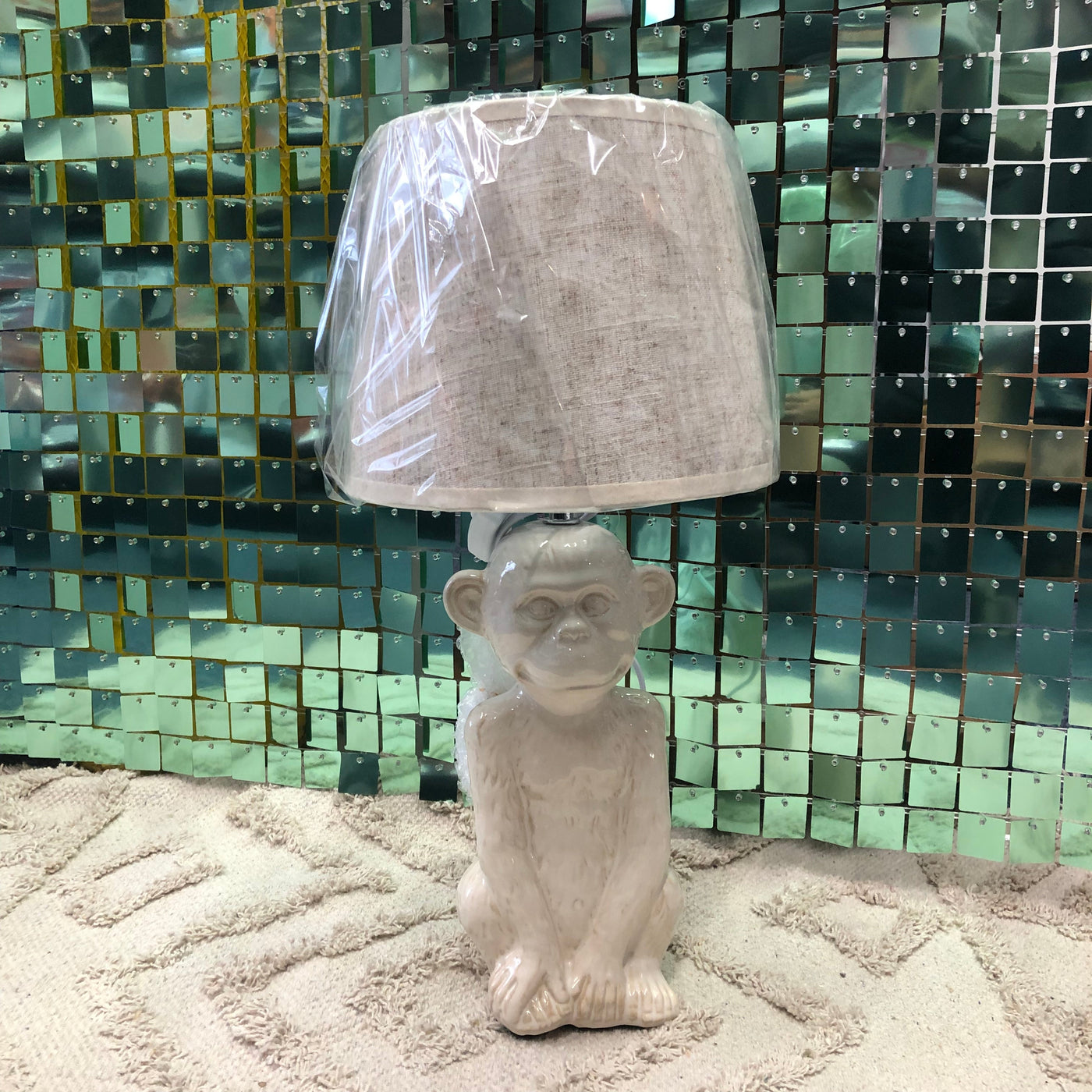 White Monkey Table Lamp