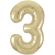 Number Balloon - 3 - White Gold