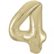 Number Balloon - 4 - White Gold