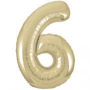 Number Balloon - 6 - White Gold