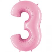 Number Balloon - 3 - Pastel Pink