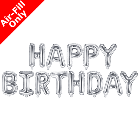 Silver Happy Birthday Balloon Letter Banner