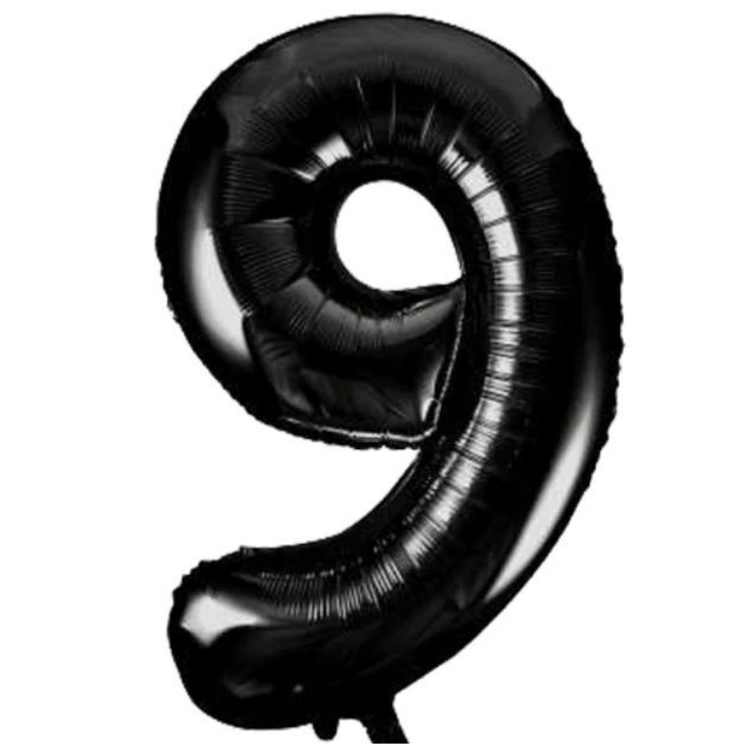 Number Balloon - 9 - Black