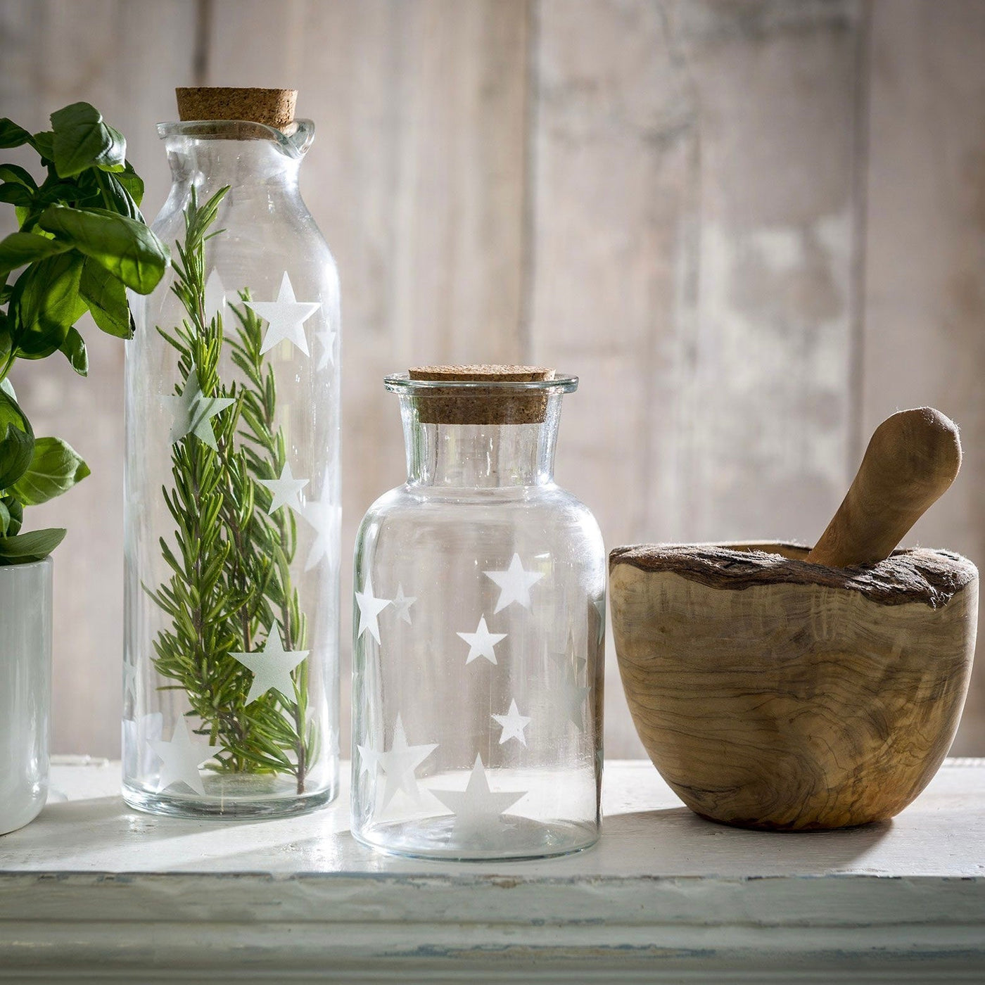 Small Wide Neck Glass Star Jar