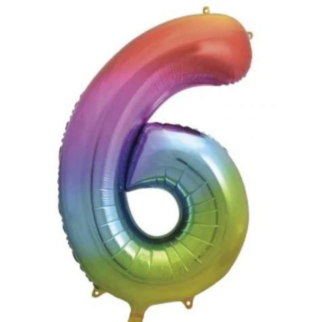 Number Balloon - 6 - Rainbow